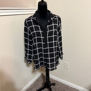 Jessica Black and White Plaid Top